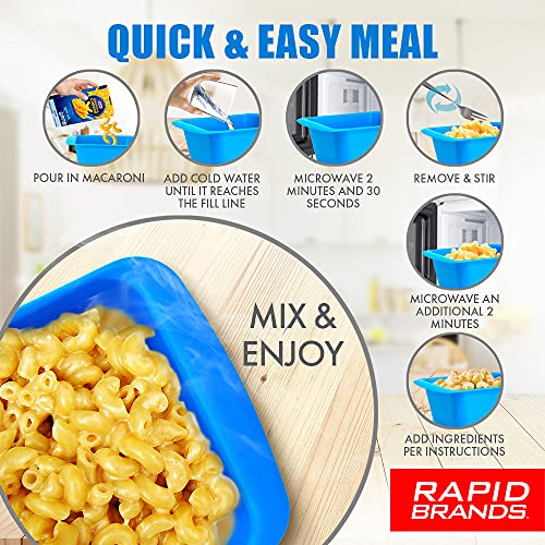 Rapid Mac Cooker | Microwave Macaroni & Cheese in 5 Minutes | Perfect for Dorm, Small Kitchen or Office | Dishwasher Safe, Microwaveable, BPA-Free | Blue