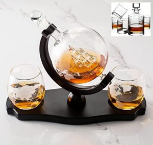 verolux whiskey decanter 2 sets in gift box – christmas holiday, birthday gifts for men and women – home bar accessories for bourbon, scotch, liquor, whisky, gin, rum, tequila, vodka and brandy