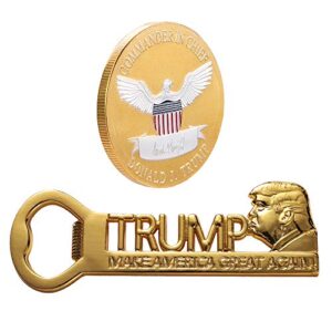 Donald Trump Gifts for Men - 2020 Keep America Great Two-tone Coin and Make America Great Again Refrigerator Magnets MAGA Bottle Opener