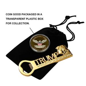 Donald Trump Gifts for Men - 2020 Keep America Great Two-tone Coin and Make America Great Again Refrigerator Magnets MAGA Bottle Opener