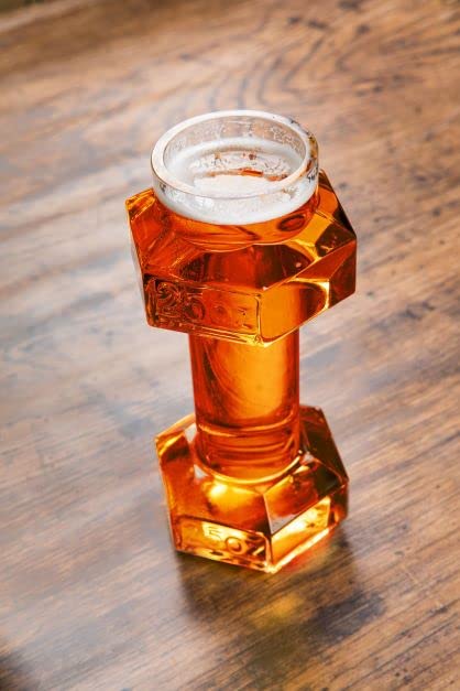 Gemsho Glass Set of 2, Dumbbell Beer Glasses | Funny Beer Mug | Beer Mugs For Men | Funny Beer Glasses | Beer Glasses Funny | Cool Beer Glasses | Giant Beer Glass