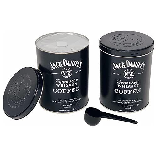 Jack Daniels Coffee (Pack of 2) 8.8oz each bundled with a complimentary measuring spoon 100% Arabica Medium Roast Ground Gourmet Coffee Kosher