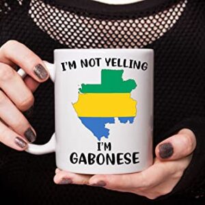 Funny Gabon Pride Coffee Mugs, I'm Not Yelling I'm Gabonese Mug, Gift Idea for Gabonese Men and Women Featuring the Country Map and Flag, Proud Patriot Souvenirs and Gifts