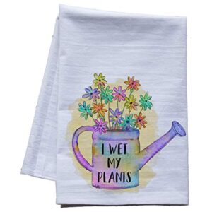 i wet my plants funny kitchen towel – premium 27″x27″ flour sack tea towel, dish cloth for drying dishes – made in the usa