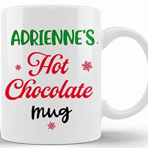 hot chocolate mug, custom holiday mug, christmas mug, personalized hot chocolate mug, christmas coffee mug, stocking stuffer, hot cocoa mug, 11 or 15 oz ceramic novelty coffee cup, gift ideas christm