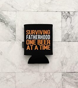 surviving fatherhood beer can holder | dad bod beer lover gift | new dad gift ideas | expecting dad beer cooler | step dad gift -by leading edge designs