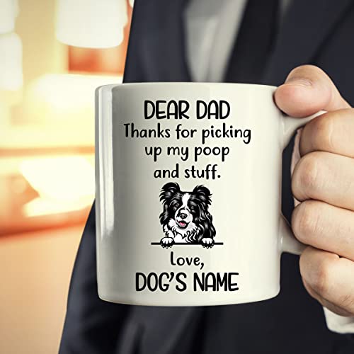 Personalized Border Collie Coffee Mug, Custom Dog Name, Customized Gifts For Dog Dad, Father's Day, Birthday Halloween Xmas Thanksgiving Gift For Dog Lovers, Thanks For Picking Up My Stuff Mugs