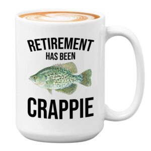 fishing lovers coffee mug 15oz white – retirement has been crppie – fisherman fisher boyfriend lure outdoorsmen bass pro boat lake lovers rod