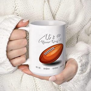 Ball Games Coffee Mug It's A Football Game Coffee Cup 15oz Football Mug Court White Porcelain Tea Mug Gift for Women Men Mom Dad Teacher Friends Coworkers Employee Human Resources