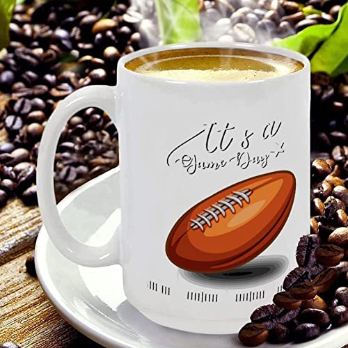 Ball Games Coffee Mug It's A Football Game Coffee Cup 15oz Football Mug Court White Porcelain Tea Mug Gift for Women Men Mom Dad Teacher Friends Coworkers Employee Human Resources