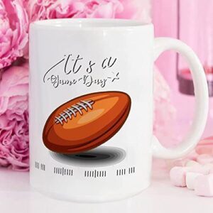 Ball Games Coffee Mug It's A Football Game Coffee Cup 15oz Football Mug Court White Porcelain Tea Mug Gift for Women Men Mom Dad Teacher Friends Coworkers Employee Human Resources