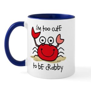 cafepress too cute crab mug ceramic coffee mug, tea cup 11 oz