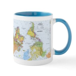 cafepress map a world turner upsidedown mugs ceramic coffee mug, tea cup 11 oz