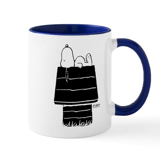 CafePress Snoopy On House Black And White Ceramic Coffee Mug, Tea Cup 11 oz