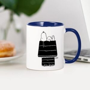 CafePress Snoopy On House Black And White Ceramic Coffee Mug, Tea Cup 11 oz