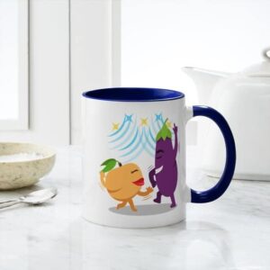 CafePress Emoji Eggplant Peach Dancing Ceramic Coffee Mug, Tea Cup 11 oz