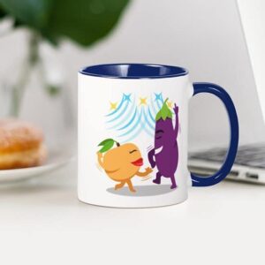 CafePress Emoji Eggplant Peach Dancing Ceramic Coffee Mug, Tea Cup 11 oz