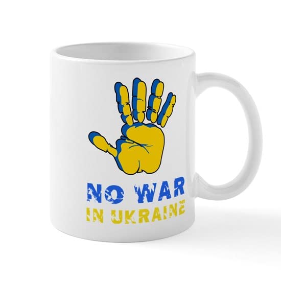 CafePress No War In Ukraine Peace Five Print Donbas Fla Mugs Ceramic Coffee Mug, Tea Cup 11 oz