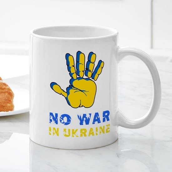CafePress No War In Ukraine Peace Five Print Donbas Fla Mugs Ceramic Coffee Mug, Tea Cup 11 oz