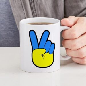 CafePress Ukrainian Flag Peace Sign Ukraine Native Home Mugs Ceramic Coffee Mug, Tea Cup 11 oz