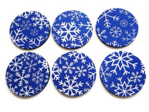 snowflake coasters set of 4 or 6 christmas seasonal holiday decor choice of color