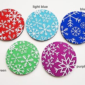 Snowflake Coasters Set of 4 or 6 Christmas Seasonal Holiday Decor Choice of Color