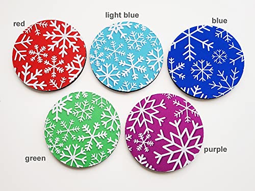 Snowflake Coasters Set of 4 or 6 Christmas Seasonal Holiday Decor Choice of Color