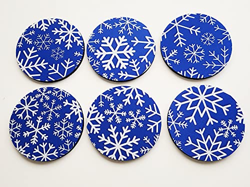 Snowflake Coasters Set of 4 or 6 Christmas Seasonal Holiday Decor Choice of Color