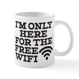 cafepress here for the free wifi 15 oz ceramic large mug ceramic coffee mug, tea cup 11 oz
