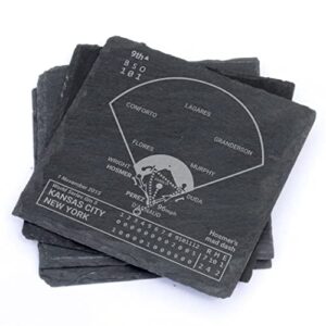 greatest royals plays: slate coasters (set of 4) | best gift idea for sports lovers | royals historic moments gifts