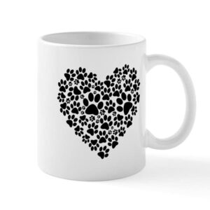 cafepress paw print heart ceramic coffee mug, tea cup 11 oz