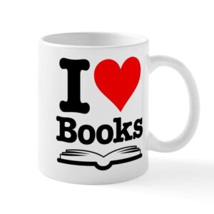 cafepress i heart books mug ceramic coffee mug, tea cup 11 oz