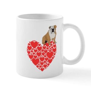 cafepress bulldog heart ceramic coffee mug, tea cup 11 oz