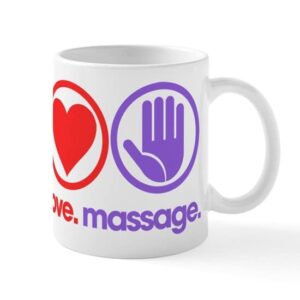 cafepress peace love massage ceramic coffee mug, tea cup 11 oz