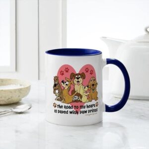 CafePress The Road To My Heart Dog Paw Prints Mug Ceramic Coffee Mug, Tea Cup 11 oz