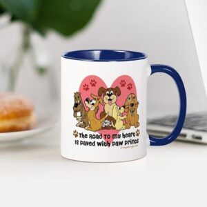 CafePress The Road To My Heart Dog Paw Prints Mug Ceramic Coffee Mug, Tea Cup 11 oz