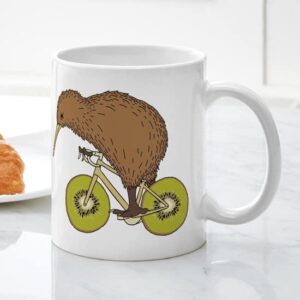 CafePress Kiwi Riding Bike With Kiwi Wheels 11 Oz Ceramic M Ceramic Coffee Mug, Tea Cup 11 oz