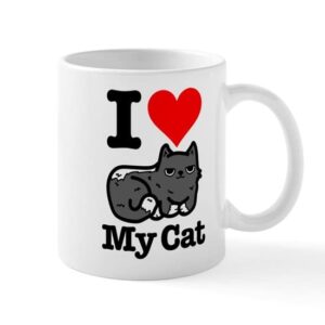 cafepress i heart my cat mug ceramic coffee mug, tea cup 11 oz
