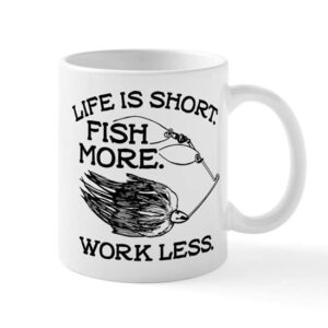 cafepress life is short. fish more. work less. mugs ceramic coffee mug, tea cup 11 oz