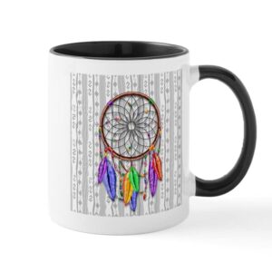 cafepress dreamcatcher rainbow feathers mugs ceramic coffee mug, tea cup 11 oz