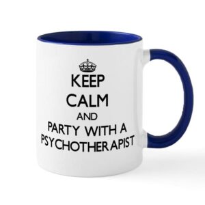 cafepress keep calm and party with a psychotherapist mugs ceramic coffee mug, tea cup 11 oz