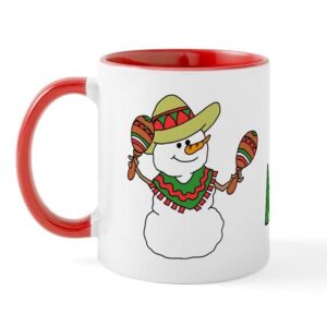 cafepress feliz navidad snowman mug ceramic coffee mug, tea cup 11 oz
