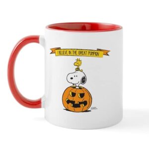 cafepress peanuts believe great pumpkin mugs ceramic coffee mug, tea cup 11 oz