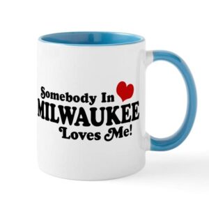 cafepress somebody in milwaukee loves me mug ceramic coffee mug, tea cup 11 oz