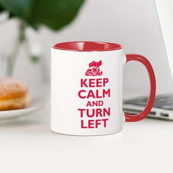 CafePress Keep Calm And Turn Left Mug Ceramic Coffee Mug, Tea Cup 11 oz