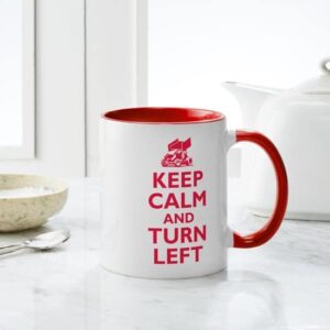 CafePress Keep Calm And Turn Left Mug Ceramic Coffee Mug, Tea Cup 11 oz