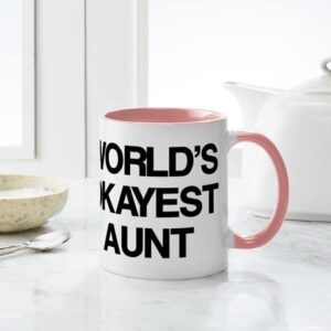 CafePress World's Okayest Aunt Mug Ceramic Coffee Mug, Tea Cup 11 oz