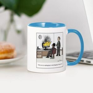 CafePress Unplug And Plug Back In Cartoon Ceramic Coffee Mug, Tea Cup 11 oz