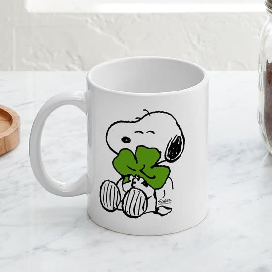 CafePress Snoopy Hugging Clover 15 Oz Ceramic Large Mug Ceramic Coffee Mug, Tea Cup 11 oz