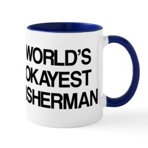 cafepress world’s okayest fisherman mug ceramic coffee mug, tea cup 11 oz